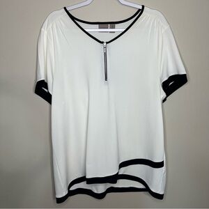 Easywear by Chico’s Black and White V-neck Blouse Top size 3X